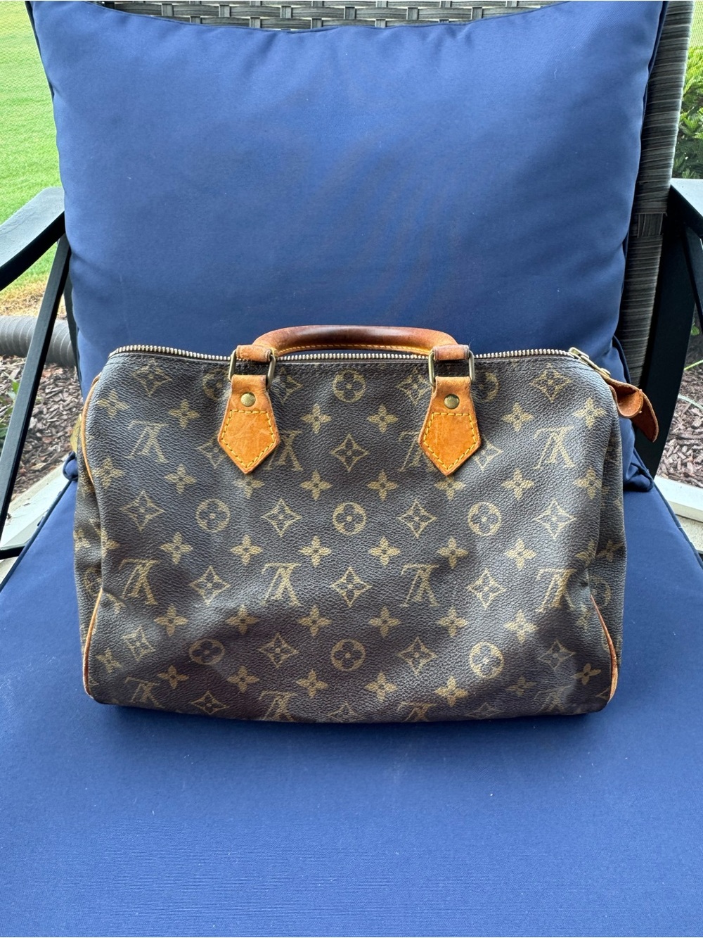 Louis Vuitton Brown Monogram Canvas Duffel Bag with Natural Leather Trim